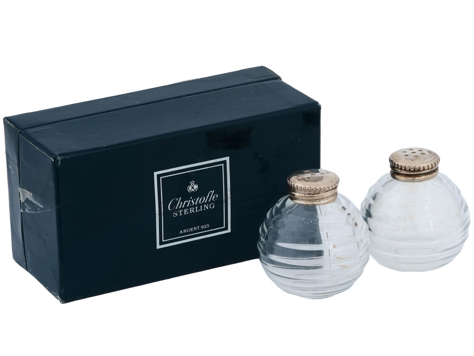 CHRISTOFLE STERLING GLASS SALT AND PEPPER SHAKERS (1 of 7)