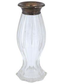 ANTIQUE JACOBI AND JENKINS SILVER MOUNTED CRYSTAL VASE