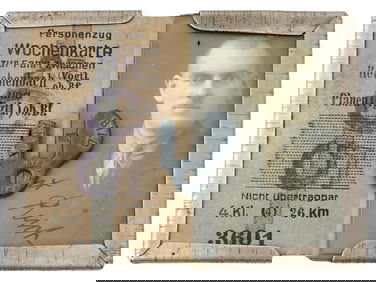 WWII ERA NAZI GERMAN WEEKLY TRAIN PASS WITH PHOTO