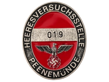 WWII NAZI GERMAN PEENEMUNDE ROCKET BASE WORKER ID BADGE