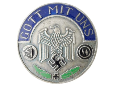 PRE WWII NAZI GERMAN SS SA ENAMEL BADGE GOTT MIT UNS