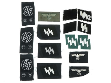 WWII NAZI GERMAN FABRIC UNIFORM PATCHES 15 ITEMS