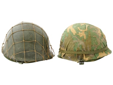 LOT OF TWO US MILITARY M1 COMBATANT ARMY HELMETS