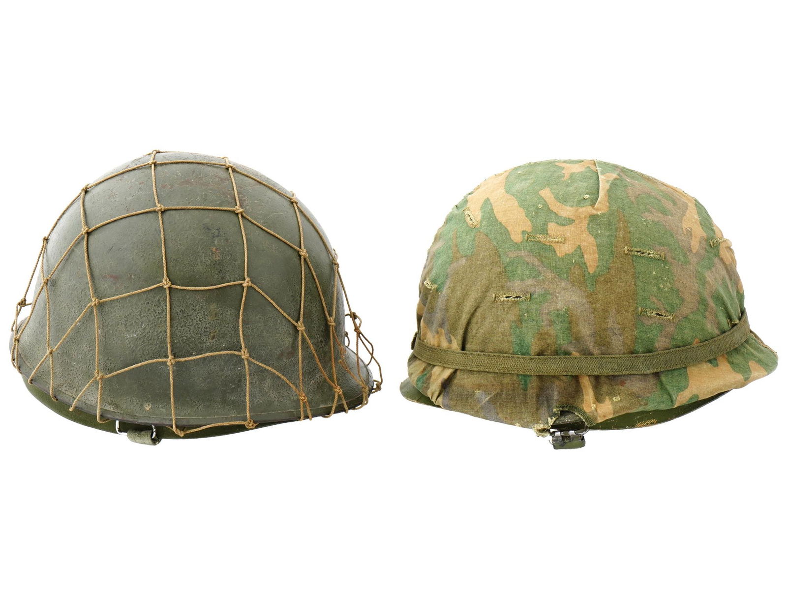 LOT OF TWO US MILITARY M1 COMBATANT ARMY HELMETS (1 of 5)
