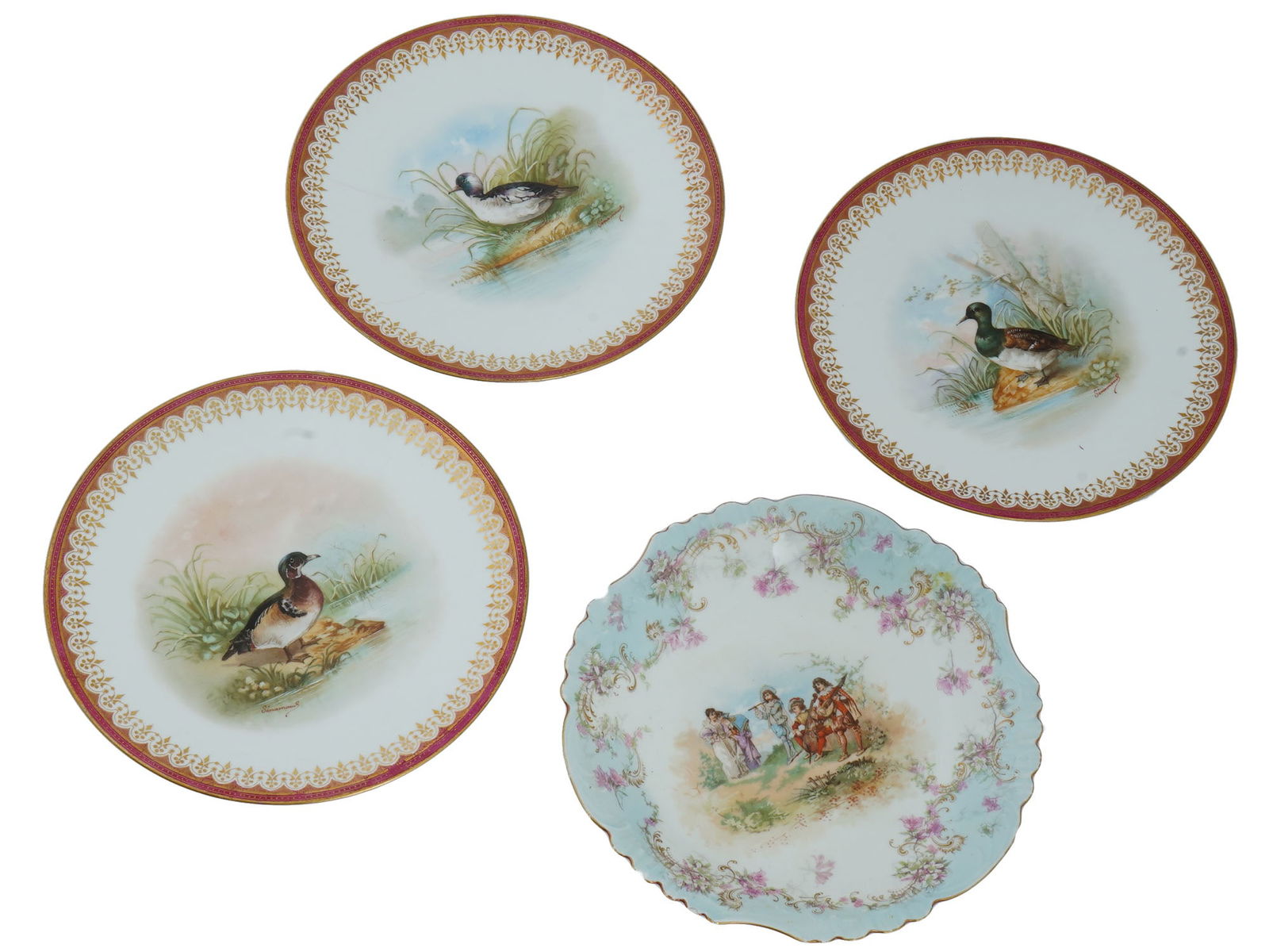 LOT OF FOUR DECORATIVE FRENCH LIMOGES PLATES (1 of 11)