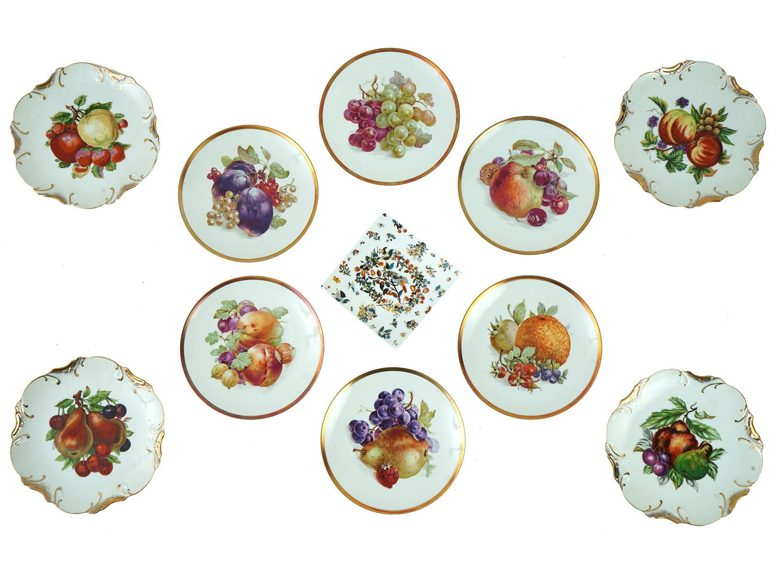 VINTAGE CERAMIC PLATES WITH HAND PAINTED FRUIT DESIGN (1 of 9)