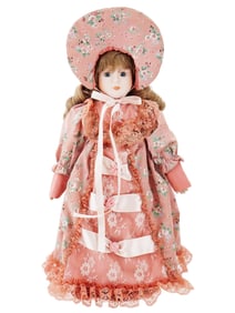 VINTAGE PORCELAIN COUNTRY STYLE DOLL C 1990