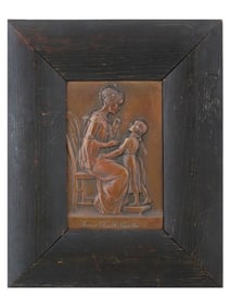 ANTIQUE BRONZE PLAQUE BY JOSEPH KOWARZIK FRAU GOETHE