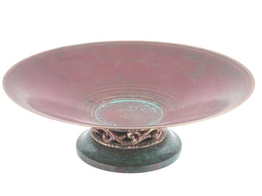 ANTIQUE AMERICAN PATINATED COPPER FRUIT BOWL MARKED