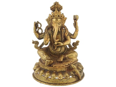 NEPAL GILT BRASS SCULPTURE OF GANESHA ELEPHANT