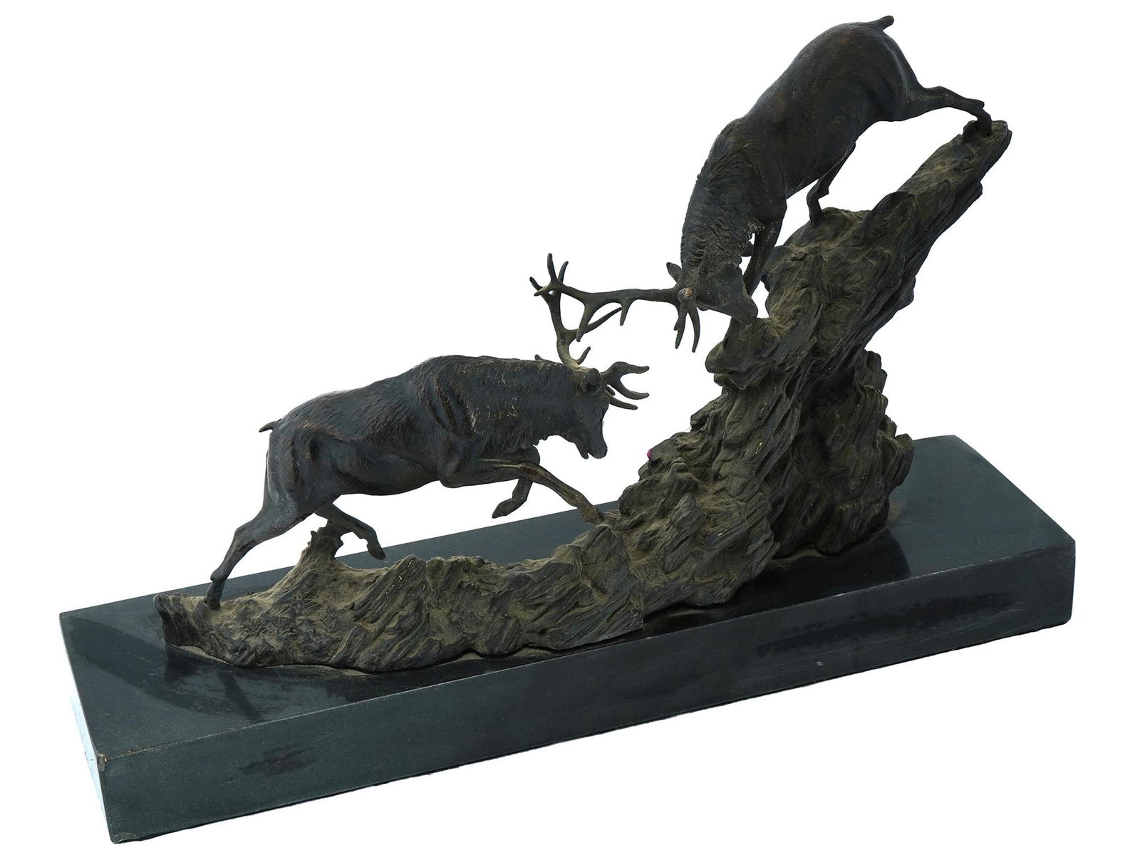 VINTAGE NAPOLEON III STYLE BRONZE SCULPTURE DEER FIGHT (1 of 6)