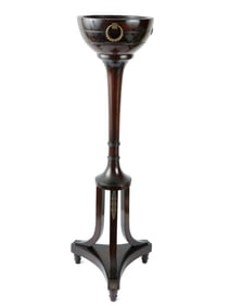 EUROPEAN WOODEN PLANT STAND W BRONZE ACCESSORIES