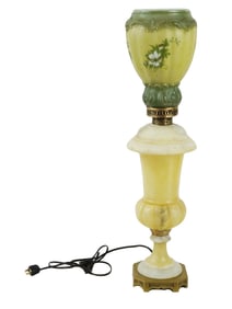 ANTIQUE FRENCH YELLOW GLASS LAMP CA EARLY 20TH C