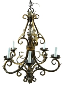 VINTAGE ELECTRIC 5 LIGHT METAL CEILING CHANDELIER