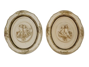 ALEXANDER BACKER PLASTER WALL PLAQUES WITH PUTTI