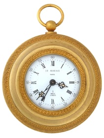 FRENCH WALL CLOCK IN GOLD TONE LE MARAIS 1960S