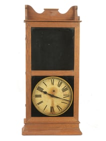 ANTIQUE ENGLISH INGRAHAM 8 DAY WOODEN WALL CLOCK
