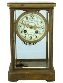 FRENCH BRASS GLASS CARRIAGE CLOCK BY TILDEN THURBER