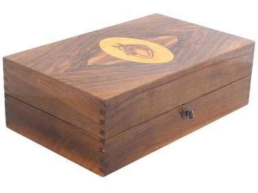 VINTAGE WOODEN LOCKABLE MUSIC BOX WITH KEY