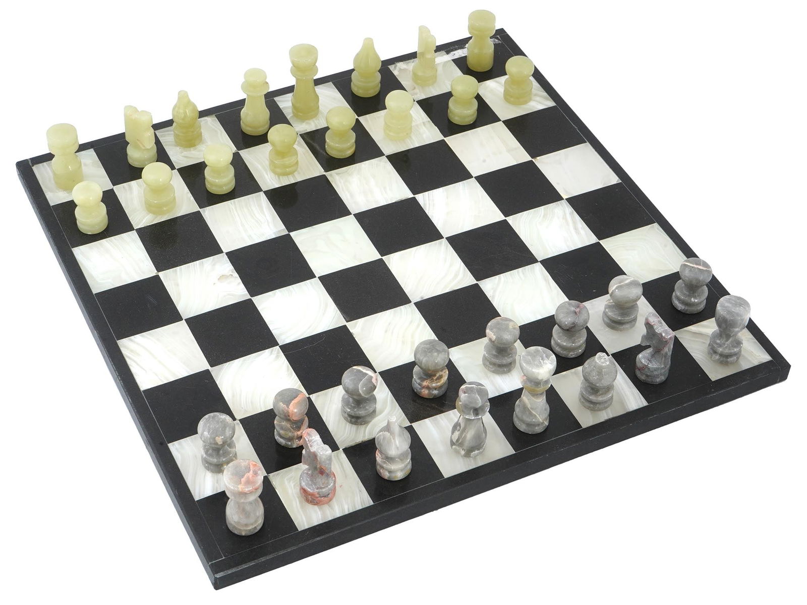 VINTAGE NATURAL ONYX AND GRANITE STONES CHESS SET (1 of 9)