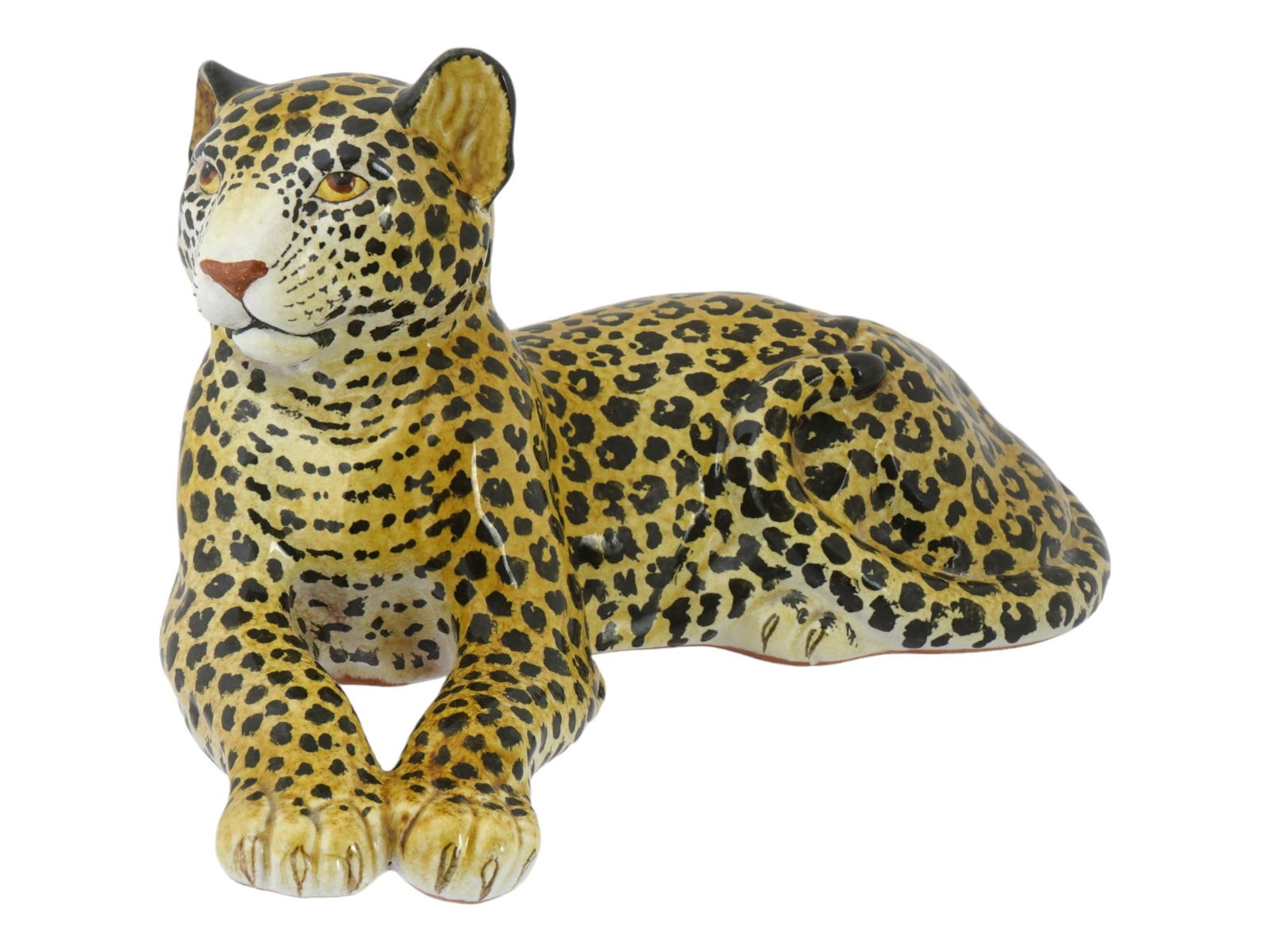 VINTAGE ITALIAN HAND PAINTED MAJOLICA LEOPARD FIGURE (1 of 9)