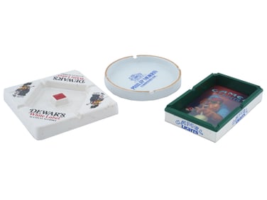 VINTAGE CERAMIC ASHTRAYS PHILIP MORRIS DEWARS CAMEL