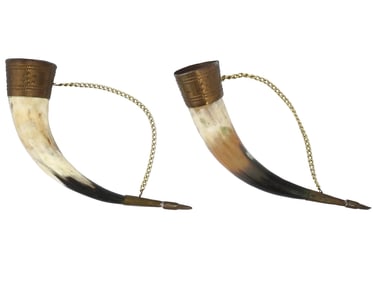 SOVIET ERA CAUCASIAN MOUNTED DRINKING HORN CUPS