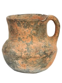 ANCIENT GREEK HANDLEDTERRACOTTA POTTERY VESSEL
