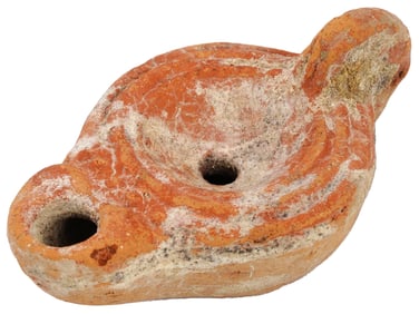 ANCIENT ROMAN BYZANTINE TERRACOTTA POTTERY OIL LAMP