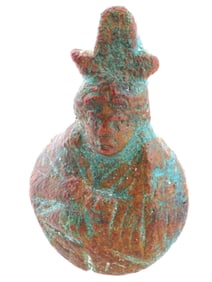 ANCIENT ROMAN BRONZE APPLIQUE BUST OF GODDESS ATHENA