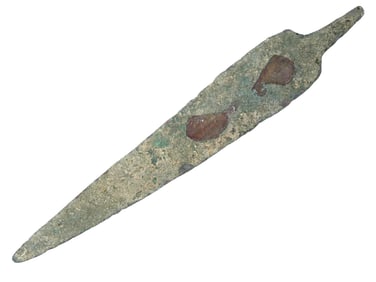 ANCIENT GREEK BRONZE SPEARHEAD WITH SHARP EDGES