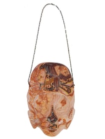 ANCIENT PRE COLUMBIAN MANNER AGATE MASK W CHAIN