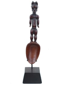 CENTRAL AFRICA GABON WOODEN BYERI FIGURINE W SPOON