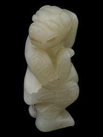 CHINESE CARVED WHITE JADE AMULET FIGURINE OF PIG