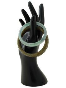 ANTIQUE CHINESE JADE SKY JADEITE BANGLE BRACELETS