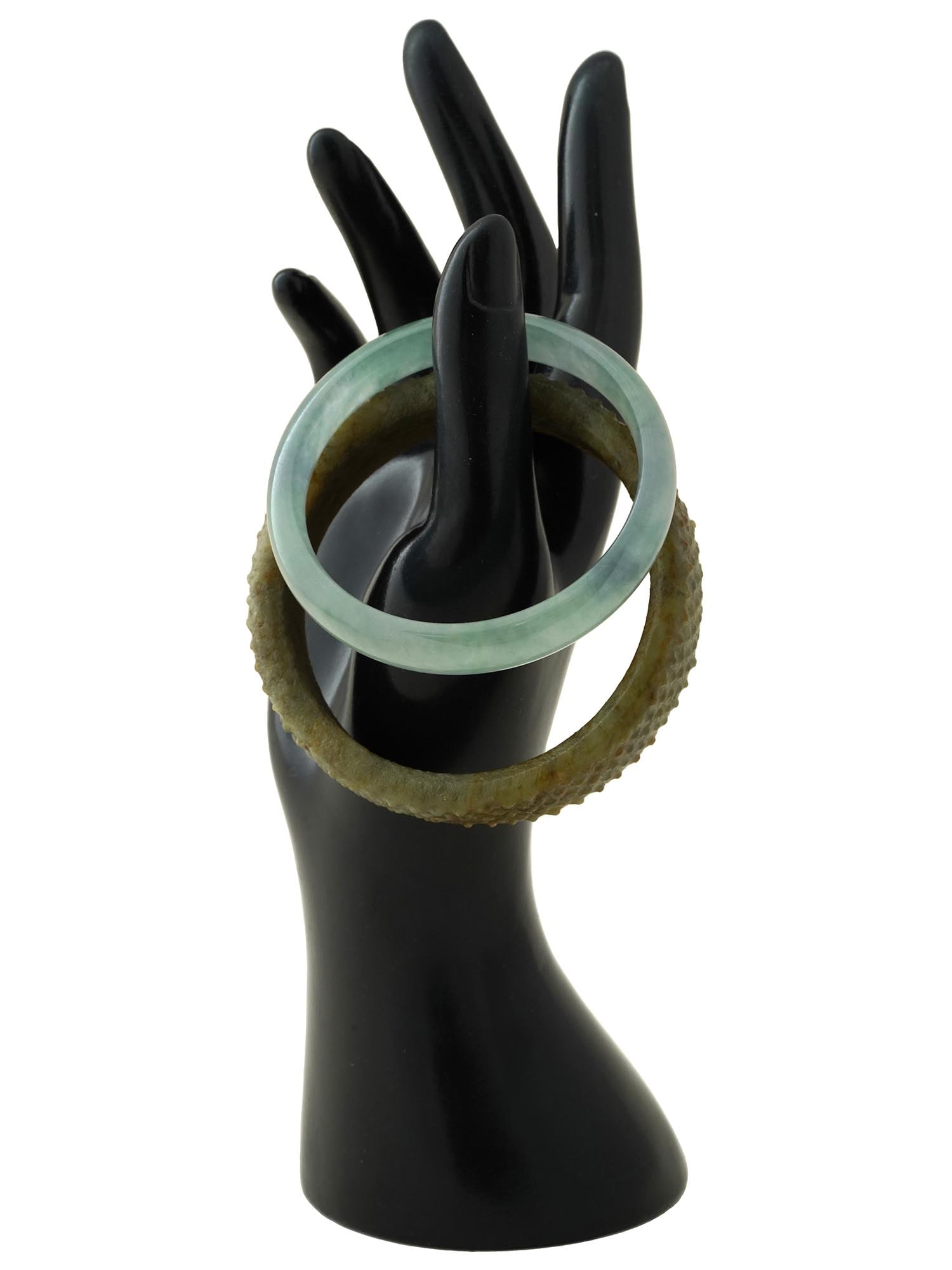 ANTIQUE CHINESE JADE SKY JADEITE BANGLE BRACELETS (1 of 5)