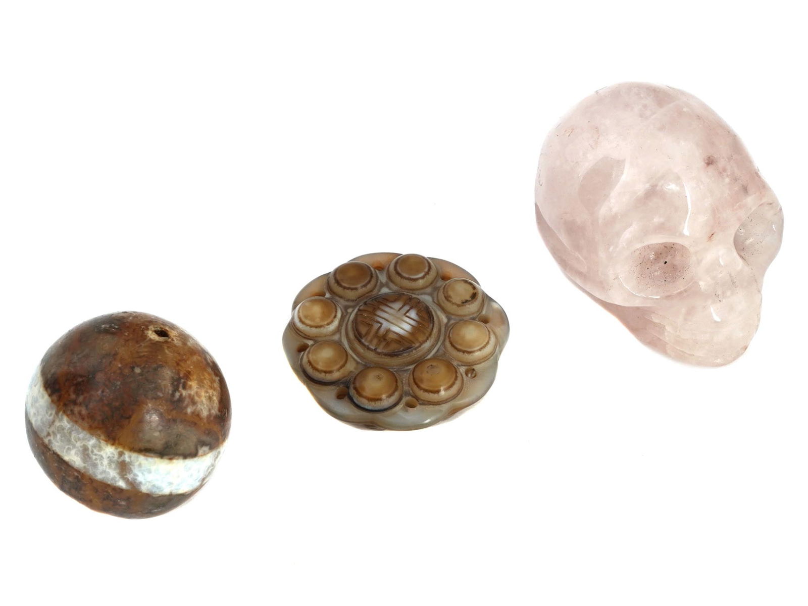 LOT OF CHINESE CARVED JADE GEMSTONE WARES AMULETS (1 of 9)