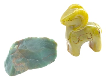 LOT OF CHINESE HAND CARVED GREEN JADE STONE FIGURE