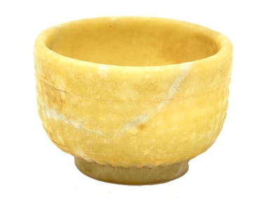 20TH CEN CHINESE FOOTED HAND CARVED YELLOW JADE CUP