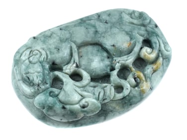 CHINESE HAND CARVED BLUE JADE DRAGON AMULET PENDANT