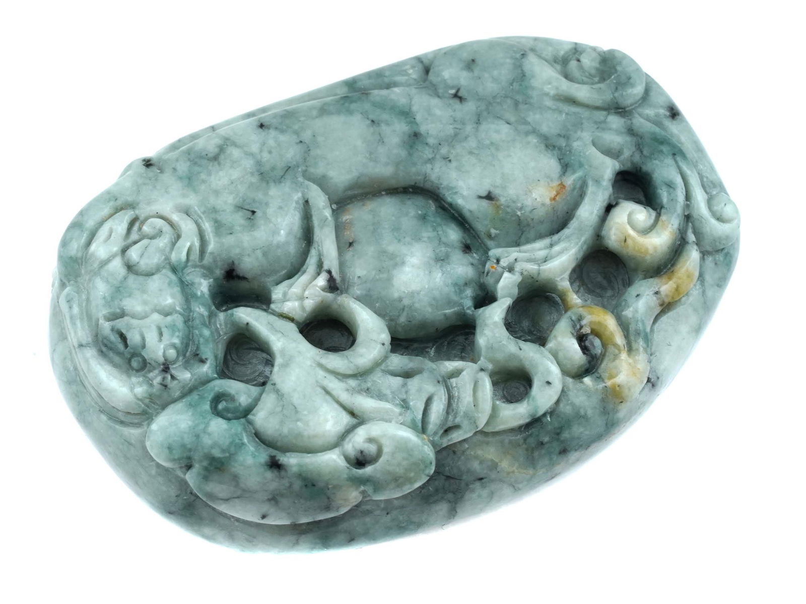 CHINESE HAND CARVED BLUE JADE DRAGON AMULET PENDANT (1 of 6)