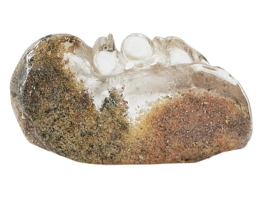 CHINESE HAND CARVED CRYSTAL WITH DOLPHINS