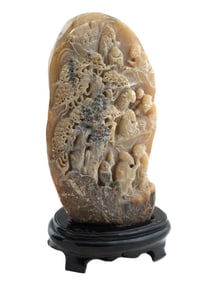 ANTIQUE CHINESE HAND CARVED SHOUSHAN SCULPTURE