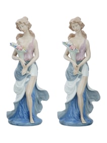 LARGE VINTAGE MAOFA CHINESE PORCELAIN FEMALE FIGURINES