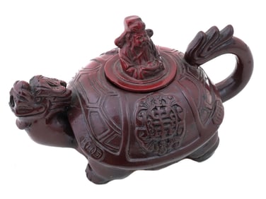 CHINESE CLAY TEAPOT WITH BIXI DRAGON TURTLE