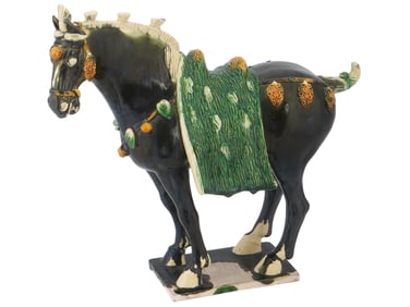 CHINESE CERAMIC GLAZED DECORATIVE HORSE FIGURINE