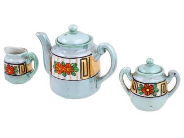 MID CENTURY JAPANESE PORCELAIN HAND PAINTED TEA SET
