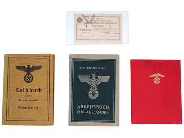 WWII ERA NAZI GERMAN ID DOCUMENTS AND PAYBOOK