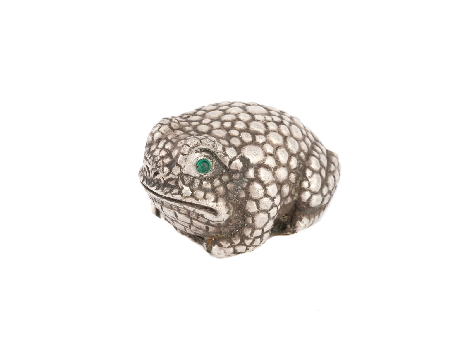 RUSSIAN 84 SILVER FROG FIGURINE WITH EMERALD EYES (1 of 9)