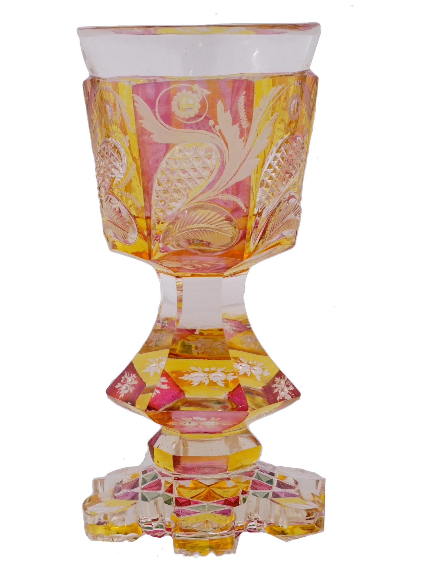 ANTIQUE BOHEMIAN EGERMANN MANNER CUT GLASS GOBLET (1 of 5)